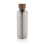 XD Collection Wood RCS certified recycled stainless steel vacuum bottle Silver