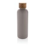 XD Collection Wood RCS certified recycled stainless steel vacuum bottle Convoy grey