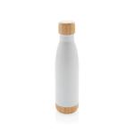 XD Collection Vacuum stainless steel bottle with bamboo lid and bottom White