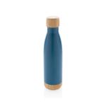 XD Collection Vakuum Edelstahlfasche mit Deckel und Boden aus Bambus Blau