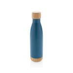 XD Collection Vakuum Edelstahlfasche mit Deckel und Boden aus Bambus Blau