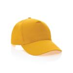 XD Collection Impact 5 panel 190gr Recycled cotton cap with AWARE™ tracer Yellow