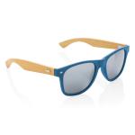 XD Collection Sonnenbrille aus Bambus und RCS recyceltem Kunststoff Blau