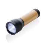 XD Collection Lucid 3W RCS certified recycled plastic & bamboo torch Black/brown