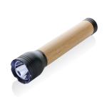 XD Collection Lucid 5W RCS certified recycled plastic & bamboo torch Black/brown