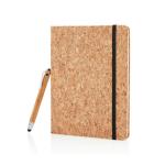 XD Collection Kork A5 Notizbuch mit Bambus Stift und Stylus Braun