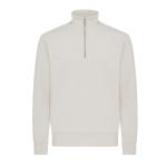 IQONIQ Elgon recycled cotton quarter zip sweater, ivory white, pebble gray Ivory white, pebble gray | XXS
