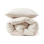 VINGA Montgomery premium cotton bed linen, 4 pcs set, white White, beige