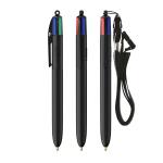 BIC® 4 Colours® Kugelschreiber + Lanyard Schwarz
