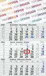 3-Monatskalender (Einblatt): Kalendarium aus Recyclingpapier mit dem Umweltzeichen „Blauer Engel“, großzügige Werbefläche – inklusive 4C-Digitaldruck Hellgrau | Blau