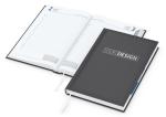 Buchkalender: Premium-A5-Buchkalender mit Registerstanzung, 416 Seiten, wattiertem Hardcover und individueller Veredelung (100 × 50 mm) – inklusive Prägung Anthracite | Silver