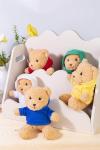 Hobear RPET plush teddy bear with hoodie Aztec blue