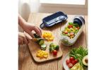 All-in-One Lunch Bowl Container with Sauce Compartment & Spoon-fork Dark blue