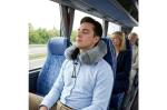 Contoured memory foam travel pillow with EVA case Convoy grey