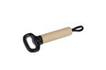 Bottle opener with wooden handle and strap Black
