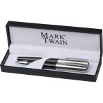 Mark Twain writing set with ball pen and rollerball pen Black