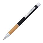 Aluminium push pen with bamboo gripzone Black