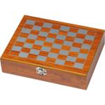 Playset with hip flask, chess and card game Brown