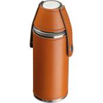 Stainless steel hip flask with 2 pins Brown