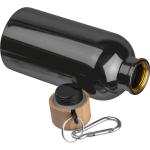 Edelstahltrinkflasche mit Karabiner, 400ml Schwarz