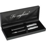Ferraghini writing set with a ball pen and a rollerball pen Black