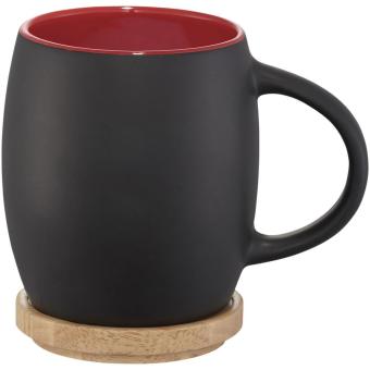 Hearth 400 ml ceramic mug with wooden coaster 