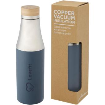 Hulan 540 ml copper vacuum insulated stainless steel bottle with bamboo lid Skyblue