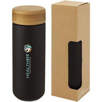 Lumi 300 ml ceramic tumbler with bamboo lid Black