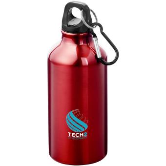 Oregon 400 ml RCS certified recycled aluminium water bottle with carabiner Red