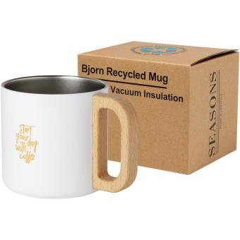 Bjorn 360 ml RCS certified recycled stainless steel mug with copper vacuum insulation White