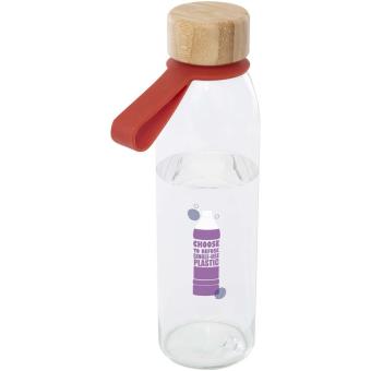 Porto 500 ml Glas-Flasche mit Silikongriff und Bambusdeckel Ziegelstein