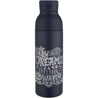 Illuminate 650 ml RCS recycled double wall stainless steel water bottle with 3-piece lid set Navy