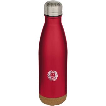 Cove 500 ml doppelwandige, vakuumisolierte Trinkflasche aus Edelstahl mit Korkdetails Rot