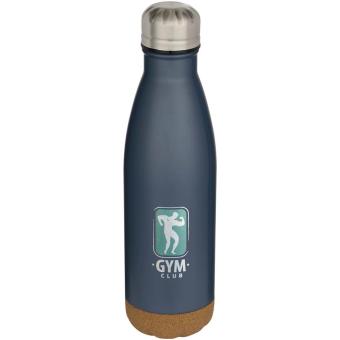 Cove 500 ml double wall vacuum insulated stainless steel water bottle with cork details Light blue/blue pusher