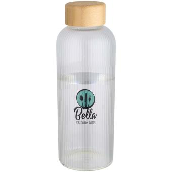 Mirage 650 ml einwandige Trinkflasche aus Borosilikatglas mit Bambusdeckel Transparent