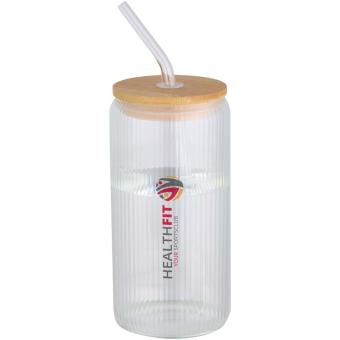 Mirage 500 ml einwandiges Glas aus Borosilikatglas mit Bambusdeckel Transparent