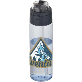 Theron 700 ml RCS recycled plastic water bottle with dual function lid and flip straw Light blue/blue pusher