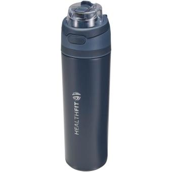 Theron 800 ml RCS recycled single wall stainless steel water bottle with dual function lid Navy