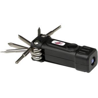 Octo 8-in-1 Schraubenzieher-Set aus recyceltem RCS Kunststoff mit Taschenlampe Schwarz