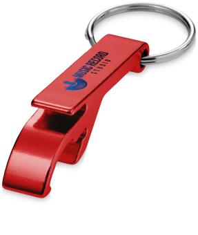 Tao RCS recycled aluminium bottle and can opener with keychain Red