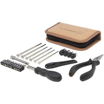 Spike 24-piece RCS recycled plastic tool set with cork pouch Nature