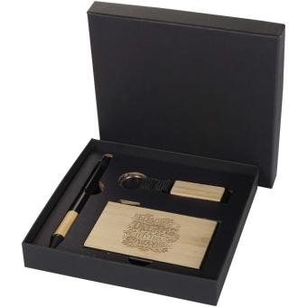Minka RCS recycled aluminium ballpoint pen, keychain and RFID card holder gift set, nature Nature,black