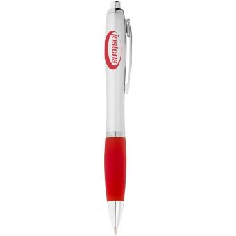 Nash ballpoint pen with silver barrel and coloured grip Silver/red