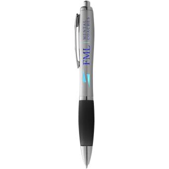 Nash ballpoint pen with silver barrel and coloured grip Silver/black