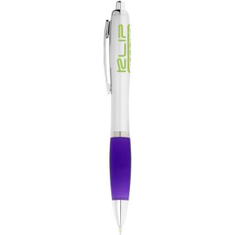 Nash ballpoint pen with silver barrel and coloured grip, silver Silver,purple