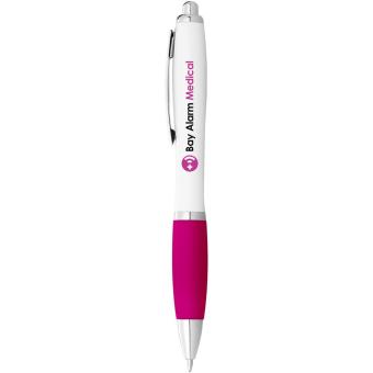 Nash ballpoint pen with white barrel and coloured grip (black ink) Pink/white