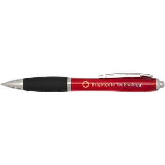 Nash RCS recycled plastic ballpoint pen with coloured barrel and black grip (black ink) Red