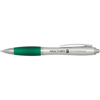 Nash RCS recycled plastic ballpoint pen with silver barrel and coloured grip (black ink) Green