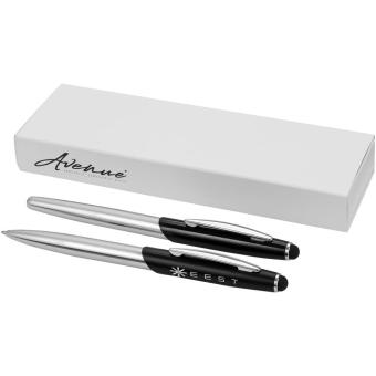 Geneva Stylus Kugelschreiber- und Tintenrollerset Silber/schwarz
