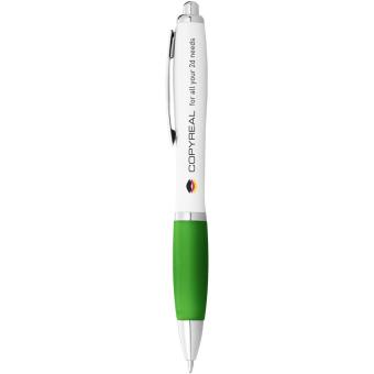 Nash ballpoint pen white barrel and coloured grip, white White, softgreen